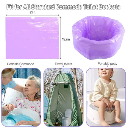 Commode Liners 120pcs Strong Portable Toilet Bags Leak Proof Lemon Scented Toilet Liners Disposable Adult Universal Fit Most Standard Bedside Commode, Porta Potty, Camping Toilet, NO Pad