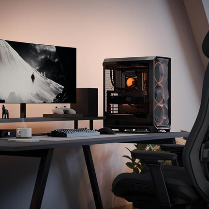Fractal Design Meshify 3 RGB Black Tempered Glass Light Tint - High Airflow PC Gaming Case - Mesh Front Panel - Three ARGB Momentum 14 Gen 2 Fans Included - E-ATX/ATX/mATX Support