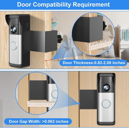 Anti-Theft Doorbell Mount Compatible with R-ing Newest 2026 Battery Doorbell/Plus/Pro, No Drill Wireless Video Camera Doorbell Bracket with Rain Cover for Apartment Rental, Not for Security Door