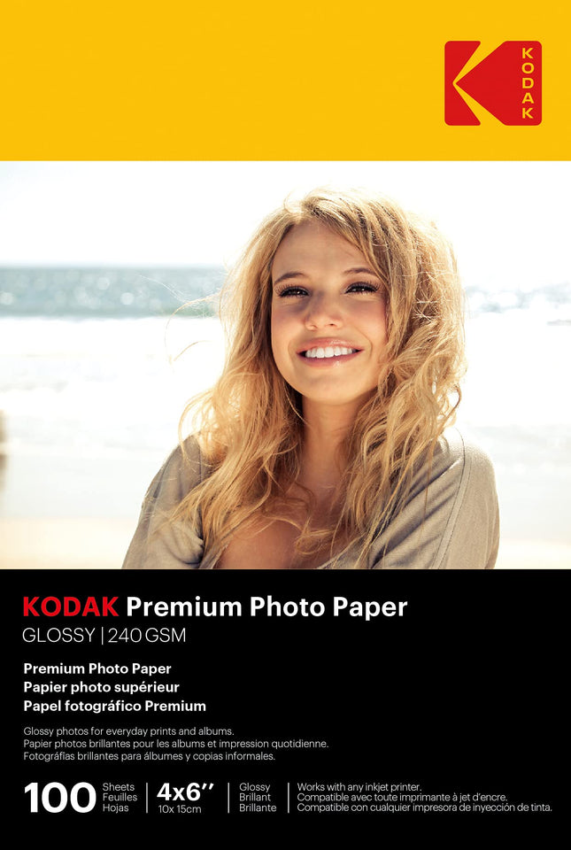 Kodak photo paper 4 x 6 glossy, 100 count 66 lb - 