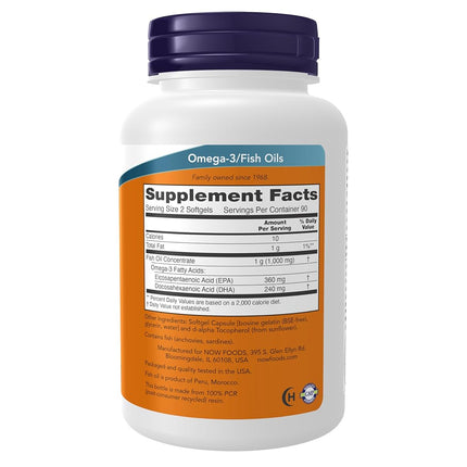 NOW Supplements, Omega-3 Mini Gels, Molecularly Distilled, 180 Softgels