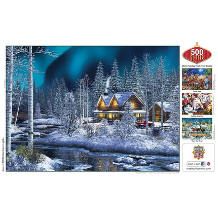 MasterPieces Holiday Glitter - Northern Lights 500 Piece Jigsaw Puzzle