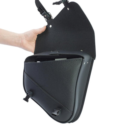 Dowco Willie & Max By - Triangulated Swingarm Bag For Harley-Davidson Softail Motorcycle - UV Protection - Maintenance Free Synthetic Leather - Black - Up To 9L Capacity [ 59776-00 ]