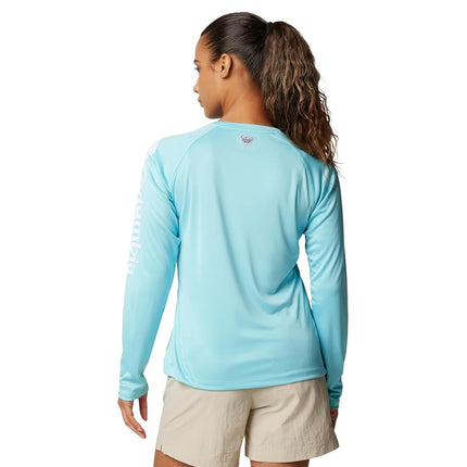 Columbia womens Tidal Tee Ii Long Sleeve, Clear Blue/White Logo, XXL