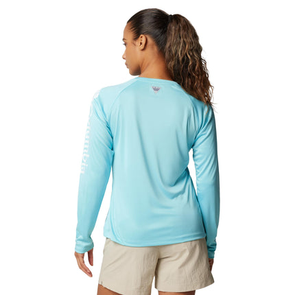 Columbia womens Tidal Tee Ii Long Sleeve, Clear Blue/White Logo, XXL