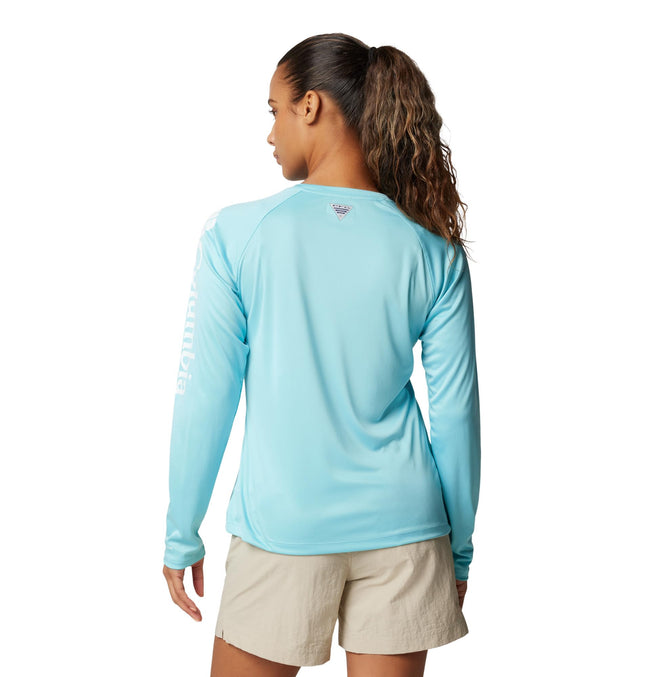 Columbia womens Tidal Tee Ii Long Sleeve, Clear Blue/White Logo, XXL