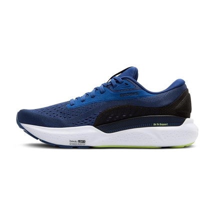 BROOKS Mens Adrenaline Gts 24 Sneaker, Navy Peony Black Acid Lime, 9 UK