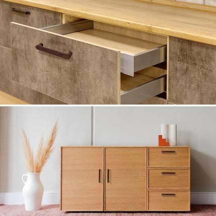 KOVNISE 6 Cabinet Pulls 160MM Cupboard Handles Dark Walnut Wood Color