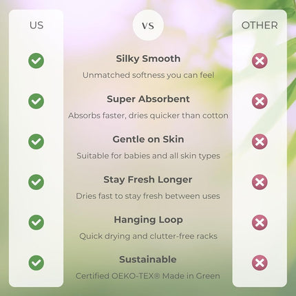 Natureva Bamboo Bath Towels, Set of 6 | Super Absorbent, Quick Dry, Extra Plush | Bamboo Viscose & Zero-Twist Cotton | Thick & Soft Blend | 700 GSM Luxury Shower Bathroom Towel | Colour Chalk