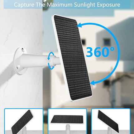 Solar Panel for Security Camera, 5V 4W Solar Panels Charger Compatible with Eufycam 2C/2C Pro/2/2 Pro/E20/E40/E, Micro USB & Type-C Port, IP65 Waterproof, 9.8ft Charging Cable & Wall Mount, 3 Pack
