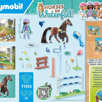Playmobil 71355 Horses of Waterfall Jumping Arena with Zoe and Blaze, training for the championship with rewards, fun imaginative role-play, sustainable play sets suitable for children ages 5+