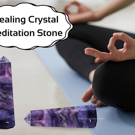 Amazing Gemstone Purple Fluorite Crystal Towers - Natural Healing Crystal Point Obelisk for Reiki Healing and Crystal Grid (3" to 4" INCH)