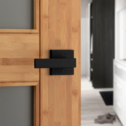 Kwikset Singapore Privacy Door Lever for Bedroom and Bathroom Doors with Microban in Matte Black