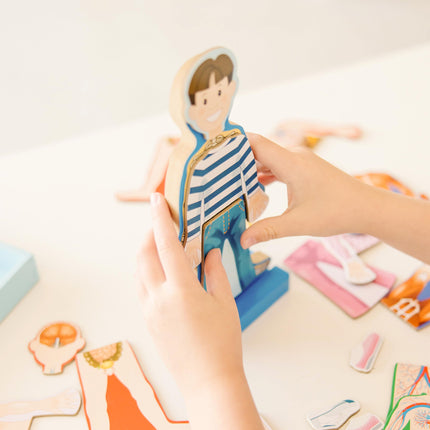 Melissa & Doug Juego de cuerpo humano magnético: juguetes clásicos - sets magnéticos de ropa y disfraces