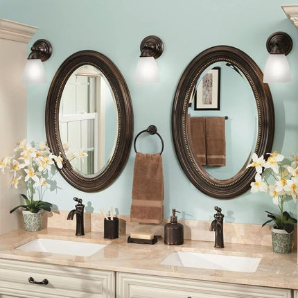 Moen YB2261ORB Brantford 1-Light Dual-Mount Bath Bathroom Vanity Fixture with Frosted Glass, Oil Rubbed Bronze