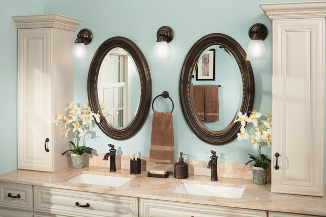 Moen YB2261ORB Brantford 1-Light Dual-Mount Bath Bathroom Vanity Fixture with Frosted Glass, Oil Rubbed Bronze