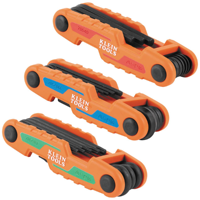 KLEIN TOOLS 70543 3-Piece Compact Folding Hex Key 