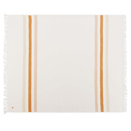 BEACH STATE Couverture de plage Oceanside, 168 x 203 cm, Couverture de pique-nique premium 100 % coton, Serviette de plage surdimensionnée avec franges, Accessoires de plage bohème (Sunset Stripe)