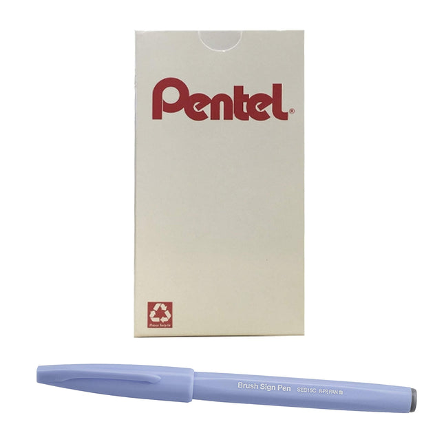 Pentel Arts Sign Pen Brush, Gray Blue Ink, Box of 