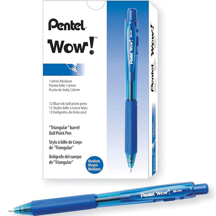 Pentel BK440 Retractable Ballpoint Pen and Ergonomic Triangular Grip Zone Pack of 12 Blue