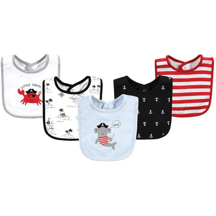 Hudson Baby Unisex Baby Cotton Bibs, Pirate Shark,