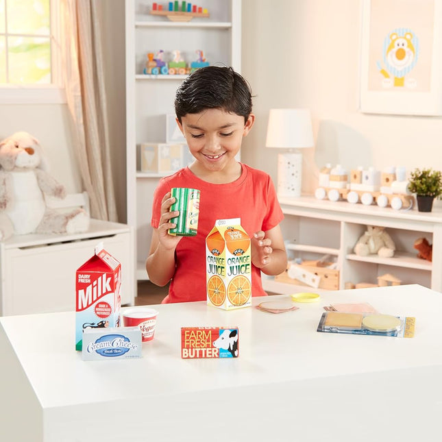 Melissa & Doug Fridge Groceries Play Food Cartons (8 pcs) - Toy Kitchen Accessories