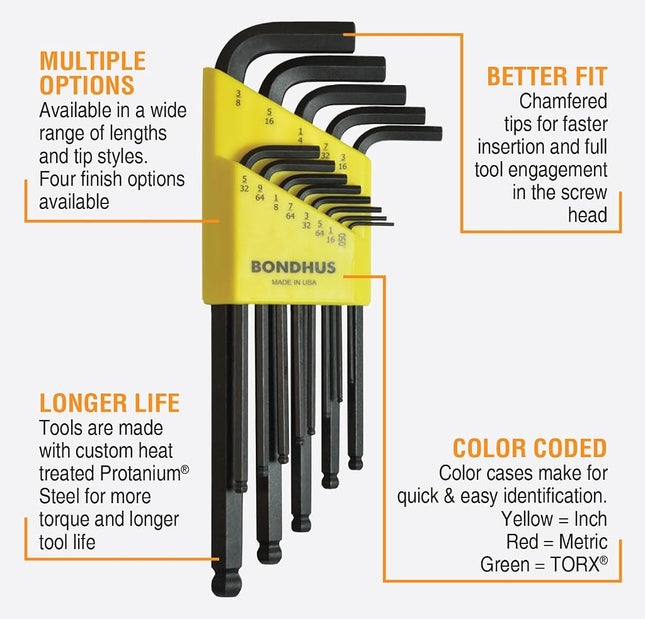 Sutton Tools Bondhus Ball End L-Wrench Set with Gorilagrip Fold-Up Wrench (34 Pieces)