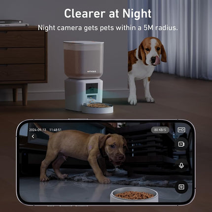 Nityers 8L Automatic Dog Feeder with Camera, 5G WiFi Automatic Cat Feeder