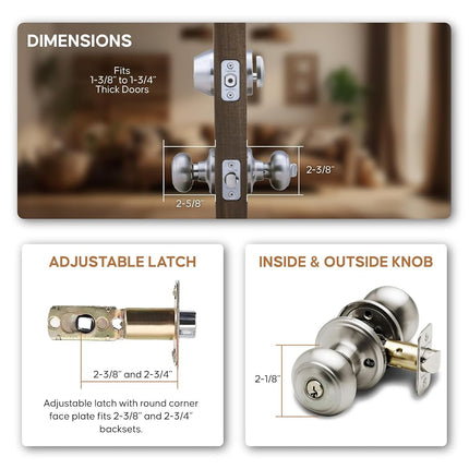Copper Creek CKDB141PS Colonial Door Knob Keyed Alike with Deadbolt Combination, Polished Stainless