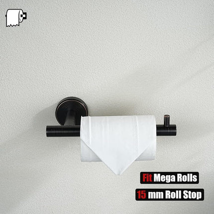 JQK Toilet Paper Holder Oil Rubbed Bronze, 5 Inch 304 Stainless Steel Thick 0.8mm Tissue Paper Dispenser for Bathroom, Hold Mega Rolls Wall Mount 2 Pack, TPH100-ORB-P2