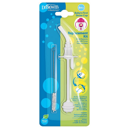 Kit de remplacement de paille pour la tasse à paille Dr. Brown's Baby's First avec une paille et une brosse de nettoyage, sans BPA