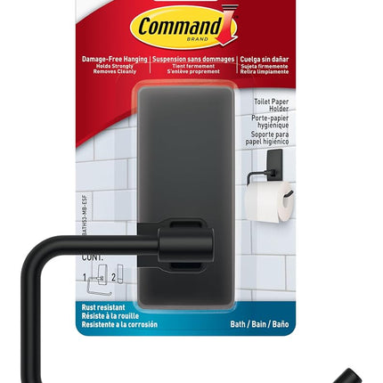 Command Toilet Paper Holder, Matte Black, 1 Holder