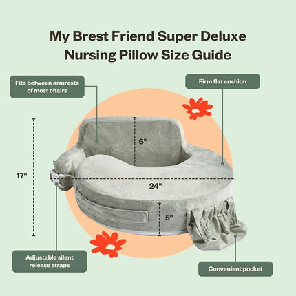 My Brest Friend Super Deluxe Breastfeeding Pillow, Platinum 1 Count (Pack of 1)