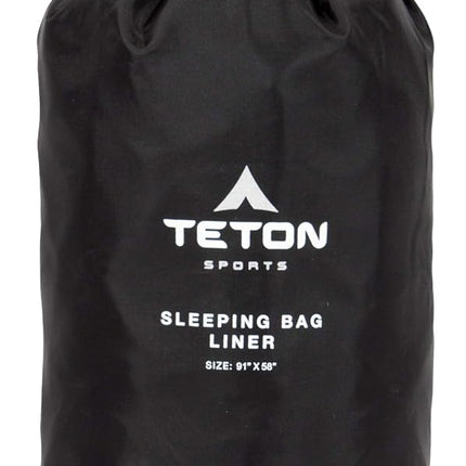 TETON Sports Mammoth Cotton Sleeping Bag Liner; A Clean Sheet Set Anywhere You Go; Perfect for Travel, Camping, and Anytime You’re Away from Home Overnight; Machine Washable, Black, 91" x 58"