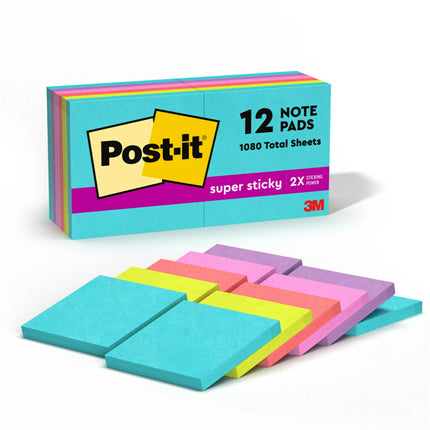 Post-it Super Sticky Notes, 3 in. x 3 in., Miami C