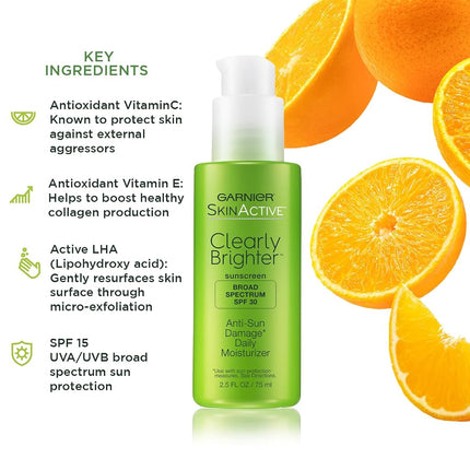Garnier Skin Active Clearly Brighter Anti-Sun Damage Daily Moisturizer with Broad Spectrum SPF 30 2.5 fl. oz