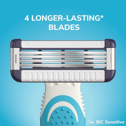 Maquinillas de Afeitar Desechables para Hombre BIC EasyRinse Sensitive Antiatascos, Clínicamente Probadas para Pieles Sensibles, Maquinillas de Afeitar con 4 Cuchillas, Paquete de 2
