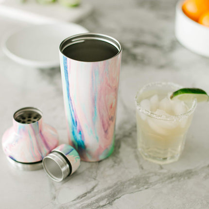 Juego de coctelera Simple Modern con tapa medidora | Coctelera Boston de acero inoxidable con aislamiento para martinis y mocktails | Regalos para hombres y mujeres | Colección Clásica | 590 ml | Almond Birch