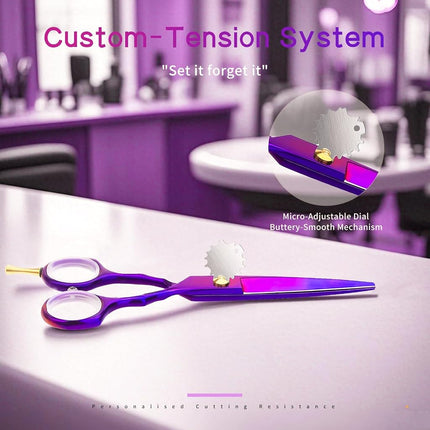 Purple Dragon 5.5 inch Hair Cutting Scissors Set with Razor, Titanium-Professional-Hairdressing, Barber Hair Cutting Shears Hair Thinning/Texturizing Shears for Professional Hairdresser or Home Use 5.5 inch Purple