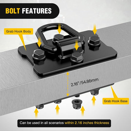 Nilight 2Pcs 1/2" D Rings for Trailers Heavy Duty Trailer Tie Down Rings, Incl. Mounting Hardware, Forged Steel Bolt-On Grab with Back Plates Compatible with Tractor RV UTV Truck, Max 12000Lbs, Black