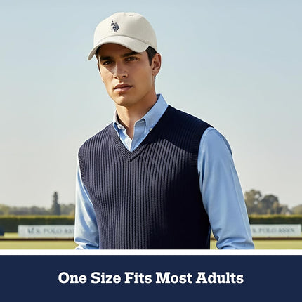 U.S. Polo Assn. Polo Pony Logo Baseball Hat, 100% Cotton, Adjustable Cap, White
