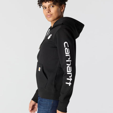 Carhartt Women's Relaxed Fit Midweight Logo Sleeve Graphic Sweatshirt, Black, M