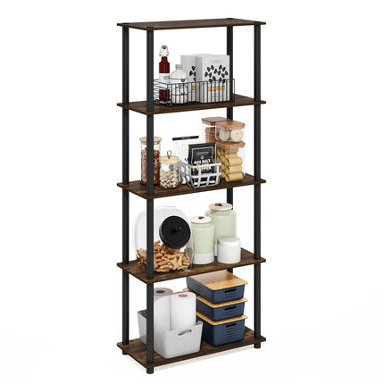 Furinno TURN-N-TUBE 5-Tier Tool-Free Corner Shelf,