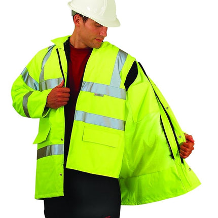 OccuNomix LUX-TJFS-YL Premium Five-Way (5-in-1) Parka Jacket, Class 3, 100% ANSI Polyester, Yellow, Large