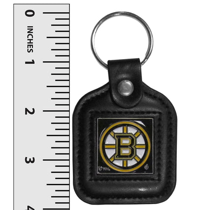 NHL Siskiyou Sports Fan Shop Boston Bruins Square Leather Key Chain One Size Black