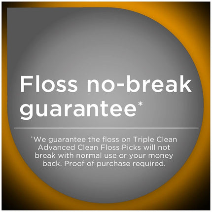 DenTek Triple Clean Advanced Clean Floss Picks, No Break & No Shred Floss, 75 Count, 3 Pack