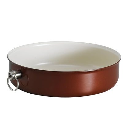 Cacerola antiadherente Tramontina Cerámica de 9.5 pulgadas, molde redondo de aluminio de gran calibre con revestimiento cerámico antiadherente, apto para lavavajillas y horno (cobre metálico)