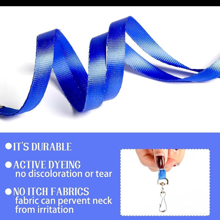 LOCONHA 100 Pack Blue lanyards Lanyards for Id Badges Lanyards Safety Badge Lanyard 18" with Swivel Hook (100, Blue)