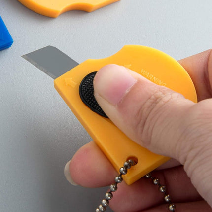18 Pack Mini Portable Utility Office Keychain with auto Retractable Blade Pocket Knives Letter Opener Small Box Cutter(Yellow)