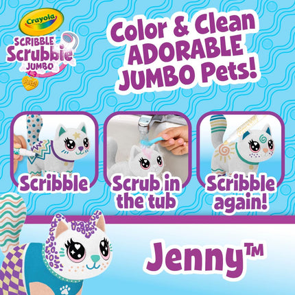 Crayola Scribble Scrubbie Jumbo (6 inch), Posable Kids Toy, Cat, Coloring Gift